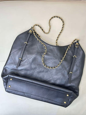 Chanel AS5463 25SS Maxi Shopping Bag Calfskin & Gold-Tone Metal Black - Default Title - View 12