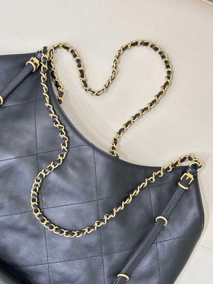 Chanel AS5463 25SS Maxi Shopping Bag Calfskin & Gold-Tone Metal Black - Default Title - View 15