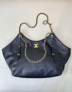 Chanel AS5466 25SS Large Shopping Bag Calfskin & Gold-Tone Metal Black - Default Title - View 1