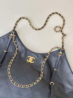 Chanel AS5466 25SS Large Shopping Bag Calfskin & Gold-Tone Metal Black - Default Title - View 5