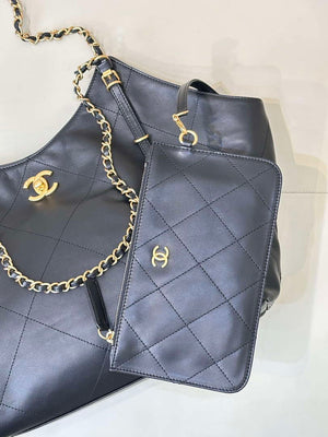 Chanel AS5466 25SS Large Shopping Bag Calfskin & Gold-Tone Metal Black - Default Title - View 7