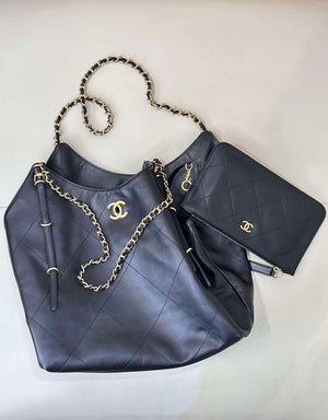 Chanel AS5466 25SS Large Shopping Bag Calfskin & Gold-Tone Metal Black - Default Title - View 8