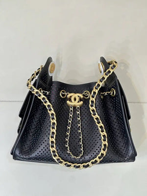 Chanel AS5631 25 Mini Handbag Perforated Calfskin & Gold-Tone Metal Black - Default Title - View 3
