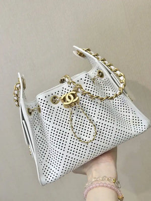 Chanel AS5631 25 Mini Handbag Perforated Calfskin & Gold-Tone Metal White - Default Title - View 3
