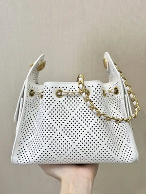 Chanel AS5631 25 Mini Handbag Perforated Calfskin & Gold-Tone Metal White - Default Title - View 6