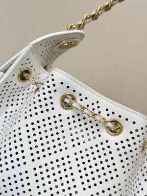 Chanel AS5631 25 Mini Handbag Perforated Calfskin & Gold-Tone Metal White - Default Title - View 8