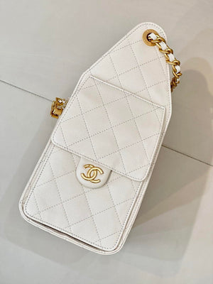Chanel AS5631 Mini Hobo Calfskin & Gold-Tone Metal Beige White - Default Title - View 7