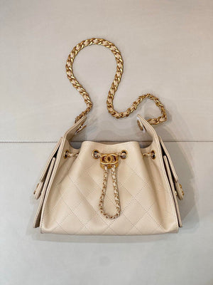 Chanel AS5631 Mini Hobo Calfskin & Gold-Tone Metal Beige - Default Title - View 1