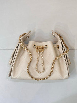 Chanel AS5631 Mini Hobo Calfskin & Gold-Tone Metal Beige - Default Title - View 3