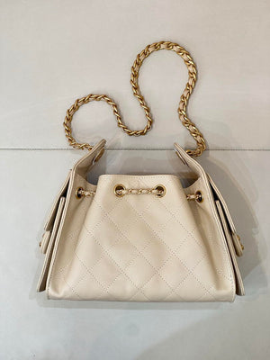 Chanel AS5631 Mini Hobo Calfskin & Gold-Tone Metal Beige - Default Title - View 7