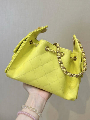 Chanel AS5631 Mini Hobo Calfskin & Gold-Tone Metal Lemon Yellow - Default Title - View 5