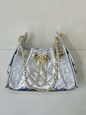 Chanel AS5631 Mini Hobo Metallic calfskin Silver - Default Title - View 3