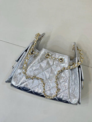 Chanel AS5631 Mini Hobo Metallic calfskin Silver - Default Title - View 6