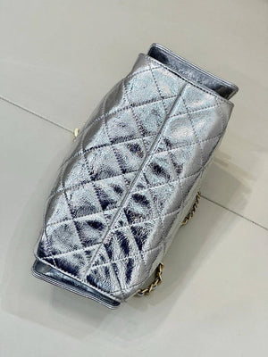 Chanel AS5631 Mini Hobo Metallic calfskin Silver - Default Title - View 9