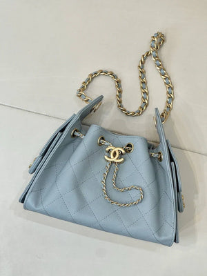 Chanel AS5631 Mini Hobo Calfskin & Gold-Tone Metal Sky Blue - Default Title - View 2