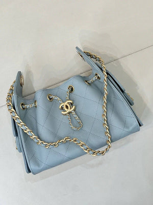 Chanel AS5631 Mini Hobo Calfskin & Gold-Tone Metal Sky Blue - Default Title - View 4