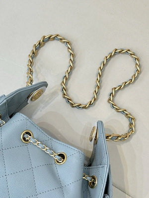 Chanel AS5631 Mini Hobo Calfskin & Gold-Tone Metal Sky Blue - Default Title - View 7