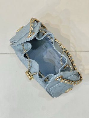 Chanel AS5631 Mini Hobo Calfskin & Gold-Tone Metal Sky Blue - Default Title - View 9