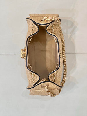 Chanel AS5631 Mini Hobo Handbags Braided Raffia Calfskin & Gold-Tone Beige & Black - Default Title - View 9