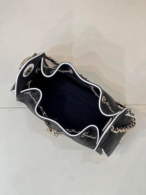 Chanel AS5631 Mini Hobo Handbags Lambskin & Gold-Tone Metal Black & White - Default Title - View 8
