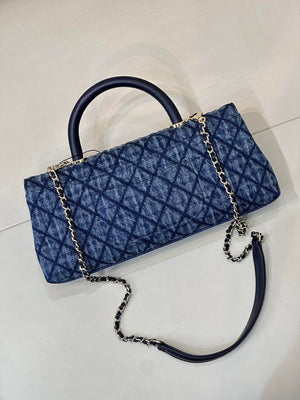 Chanel AS6091 Maxi Flap Bag with Top Handle Denim Blue & Gold-Tone Metal - Default Title - View 8