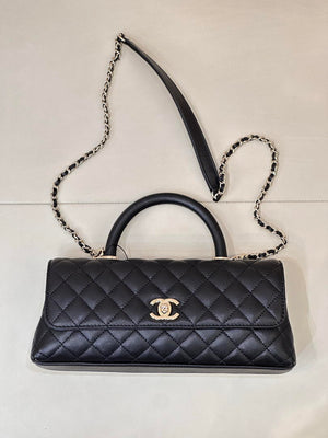 Chanel AS6091 Maxi Flap Bag with Top Handle Goatskin & Gold-Tone Metal Black - Default Title - View 1