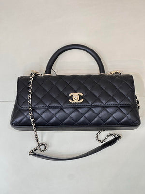 Chanel AS6091 Maxi Flap Bag with Top Handle Goatskin & Gold-Tone Metal Black - Default Title - View 3