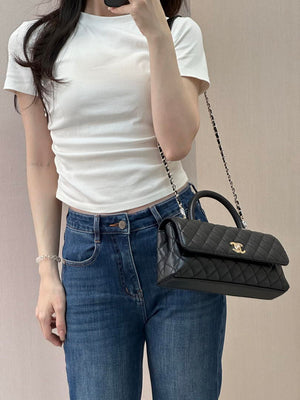 Chanel AS6091 Maxi Flap Bag with Top Handle Goatskin & Gold-Tone Metal Black - Default Title - View 12