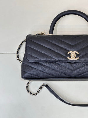 Chanel AS6091 Maxi Flap Bag with Top Handle Goatskin & Gold-Tone Metal Black V-shaped - Default Title - View 5