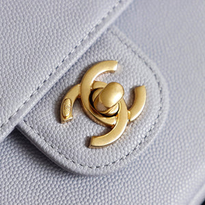 Chanel AS6130 Small Flap Bag Grained Shiny Calfskin & Gold-Tone Metal Light Purple - Default Title - View 7