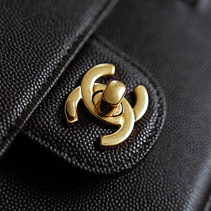 Chanel AS6130 Small Flap Bag Grained Shiny Calfskin & Gold-Tone Metal Dark Brown - Default Title - View 8