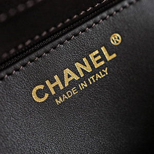 Chanel AS6130 Small Flap Bag Grained Shiny Calfskin & Gold-Tone Metal Dark Brown - Default Title - View 9