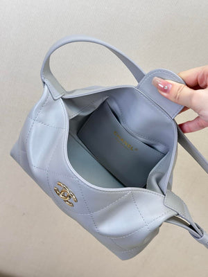 Chanel AS6138 Hobo Handbag Shiny Lambskin & Gold-Tone Metal Light Purple - Default Title - View 15