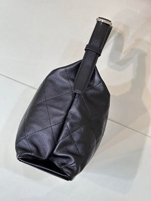 Chanel AS6139 Large Hobo Handbag Shiny Lambskin & Gold-Tone Metal Black - Default Title - View 6