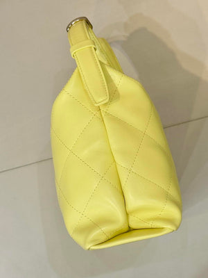 Chanel AS6139 Large Hobo Handbag Shiny Lambskin & Gold-Tone Metal Yellow - Default Title - View 5
