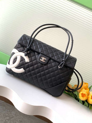 Chanel AS6338 Airport Bag 25P Shopping Bag Black with White CC - Default Title - View 1