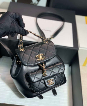 Chanel Backpack Duma Black Lambskin CC AS2908 Gold - Default Title - View 1