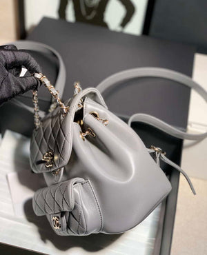 Chanel Backpack Duma Gray Lambskin CC AS2908 Gold - Default Title - View 4
