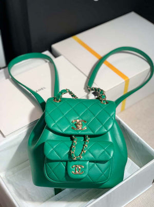Chanel Backpack Duma Green Lambskin CC AS2908 Gold - Default Title - View 1