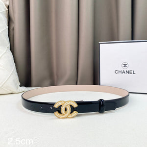 Chanel Belts Designer Patent Calfskin Gold-Tone Metal Resin Diamante wide 2.5CM AA0584 - Gold / 75--(90CM) - View 5