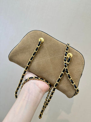 Chanel Boston Bowling Bag With Handel Suede Calfskin & Gold-Tone Metal AS5185 Dark Beige - Default Title - View 7