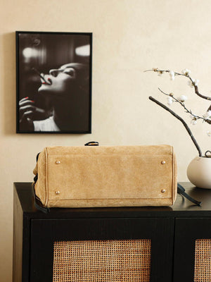 Chanel Boston Shopping Bag With Handel Suede Calfskin & Gold-Tone Metal A66983 Dark Beige - Default Title - View 5