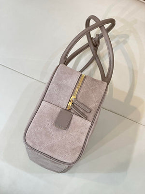 Chanel Large Bowling Bag With Handel Suede Calfskin & Gold-Tone Metal AS6211 Gray - Default Title - View 5
