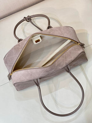 Chanel Large Bowling Bag With Handel Suede Calfskin & Gold-Tone Metal AS6211 Gray - Default Title - View 9