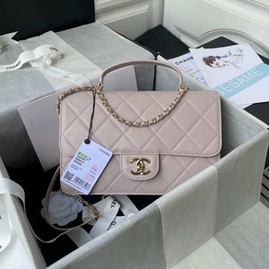 Chanel CC AS2681 Flap Bag With top Handle Calfskin Light Pink - Default Title - View 1