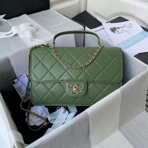 Chanel CC AS2681 Flap Bag With top Handle Calfskin Green - Default Title - View 1