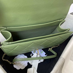 Chanel CC AS2681 Flap Bag With top Handle Calfskin Green - Default Title - View 7