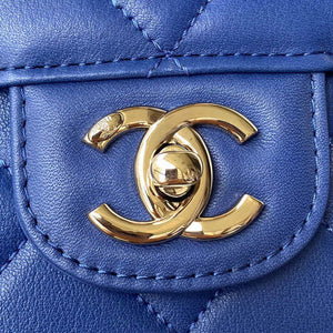 Chanel CC AS2681 Flap Bag With top Handle Calfskin Blue - Default Title - View 3
