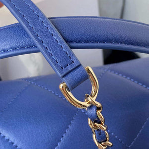Chanel CC AS2681 Flap Bag With top Handle Calfskin Blue - Default Title - View 4