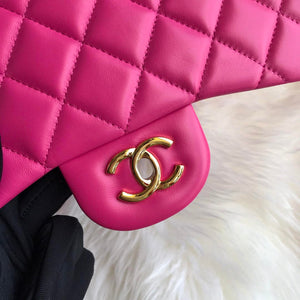Chanel CF A01113 Classic Flap Bag in Lambskin Dark Pink - Default Title - View 3